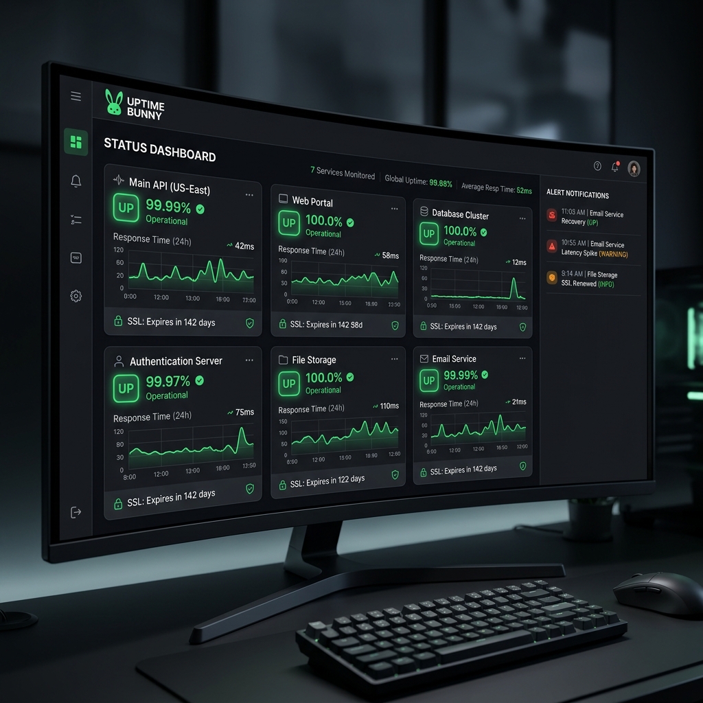 Uptime Bunny Linux Server and SSL Expiry Monitoring Dashboard
